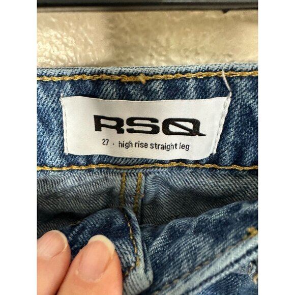 Rsq Womens High Rise Straight Jeans 27 distressed‎ denim straight leg - Picture 4 of 8